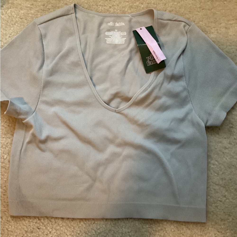 wild fable ribbed v neck top